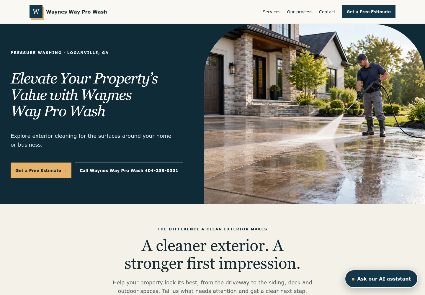 Waynes Way Pro Wash pressure washing demo